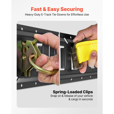 Κιτ ράγας πρόσδεσης VEVOR E-Track, 4 ράγες E 2,3 m, 26 τεμάχια, περιλαμβάνει 2 ιμάντες καστάνιας & 8 δακτυλίους O & 8 ​​δέσιμο με δακτύλιο D & 8 καπάκια άκρων, κατάλληλο για γκαράζ, φορτηγά, ρυμουλκούμενα, μοτοσικλέτες