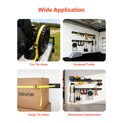 Κιτ ράγας πρόσδεσης VEVOR E-Track, 4 ράγες E 2,3 m, 26 τεμάχια, περιλαμβάνει 2 ιμάντες καστάνιας & 8 δακτυλίους O & 8 ​​δέσιμο με δακτύλιο D & 8 καπάκια άκρων, κατάλληλο για γκαράζ, φορτηγά, ρυμουλκούμενα, μοτοσικλέτες