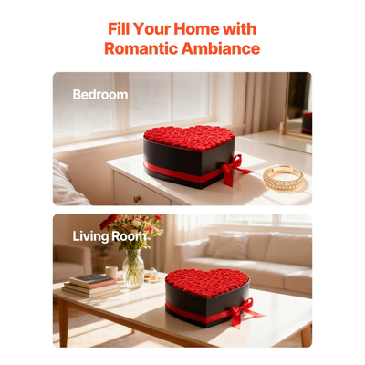 VEVOR Forever Flowers, 100 Διατηρημένα Τριαντάφυλλα σε Κουτί σε Σχήμα Καρδιάς, Αθάνατη Μπουκέτο με Αιώνια Λουλούδια, Δώρο Γενεθλίων για Γυναίκες, Συζύγους, Μητέρες, Επέτειος, Ημέρα του Αγίου Βαλεντίνου, Χριστούγεννα, Κόκκινο