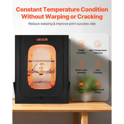 Θήκη για εκτυπωτή 3D VEVOR, Αδιάβροχη, μεγάλη σκηνή 3D εκτυπωτή Oxford, ανθεκτική στη σκόνη και αδιάβροχη, θήκη προστασίας σταθερής θερμοκρασίας με φωτισμό LED, συμβατή με δημοφιλή μοντέλα Creality/ELEGOO/Anycubic