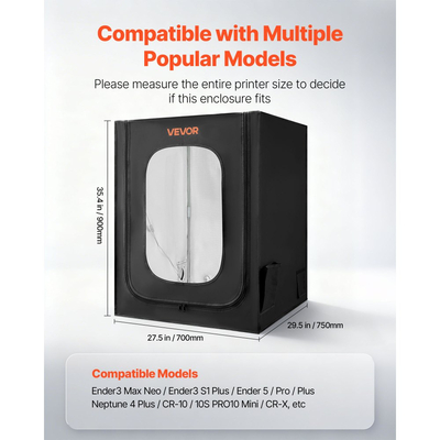 Θήκη για εκτυπωτή 3D VEVOR, Αδιάβροχη, μεγάλη σκηνή 3D εκτυπωτή Oxford, ανθεκτική στη σκόνη και αδιάβροχη, θήκη προστασίας σταθερής θερμοκρασίας με φωτισμό LED, συμβατή με δημοφιλή μοντέλα Creality/ELEGOO/Anycubic