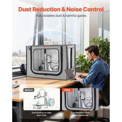 Θήκη VEVOR 3D εκτυπωτή με εξαερισμό, αδιάβροχη, μεγάλης κλίμακας, ανθεκτική στη σκόνη, από ύφασμα Oxford 600D, προστατευτική θήκη σταθερής θερμοκρασίας με LED, σχεδιασμένη για το Bambu Lab A1 Combo, γκρι