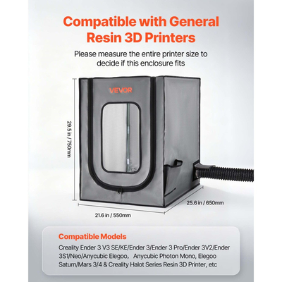 Θήκη τρισδιάστατου εκτυπωτή VEVOR με εξαερισμό, αδιάβροχη σκηνή τρισδιάστατου εκτυπωτή Oxford από ύφασμα Oxford, θήκη προστασίας σταθερής θερμοκρασίας με LED, συμβατή με Photon Mono/Mars 3, εκτυπωτή FDM/LCD