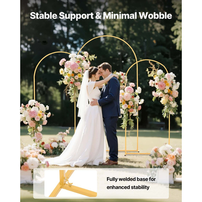 Βάση Αψίδας VEVOR, Σετ 3 τεμαχίων, 2,2/2/1,8 μ., Σταθερή Δομή, Εύκολη Συναρμολόγηση, Χρυσή Μεταλλική Βάση Αψίδας για Γάμο, Πάρτι Γενεθλίων, Αποφοίτηση, Διακόσμηση Εορτών και Τελετών