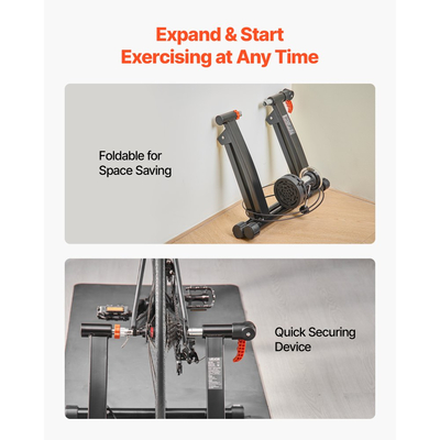 VEVOR Bike Trainer, Αντίσταση 6 Επιπέδων, Τροχοί 660,4-736,6 mm & 700C, Πτυσσόμενη Μαγνητική Στατική Βάση Ποδηλάτου για Άσκηση σε Εσωτερικό Χώρο με Σουβλάκι Γρήγορης Απελευθέρωσης & Μπλοκ Ανύψωσης Μπροστινού Τροχού, Μαύρο