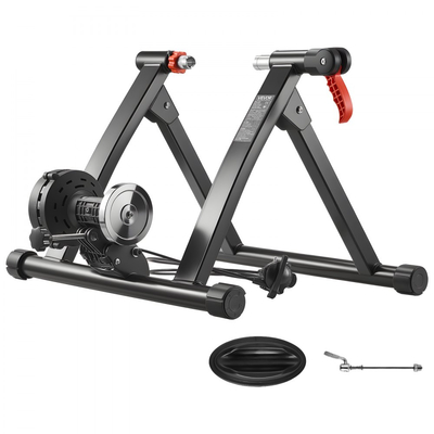 VEVOR Bike Trainer, Αντίσταση 6 Επιπέδων, Τροχοί 660,4-736,6 mm & 700C, Πτυσσόμενη Μαγνητική Στατική Βάση Ποδηλάτου για Άσκηση σε Εσωτερικό Χώρο με Σουβλάκι Γρήγορης Απελευθέρωσης & Μπλοκ Ανύψωσης Μπροστινού Τροχού, Μαύρο