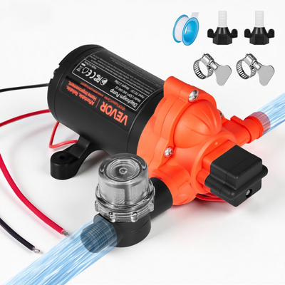 Αντλία νερού VEVOR RV, 12V DC 4 GPM (15,1 L/min), 3-θαλάμων αυτοαναρρόφησης αντλία νερού με διάφραγμα με αυτόματο διακόπτη πίεσης, μέγιστη πίεση 40 PSI, κατ&#039; απαίτηση για RV, τροχόσπιτα, θαλάσσιο σκάφος, πλύσιμο αυτοκινήτων