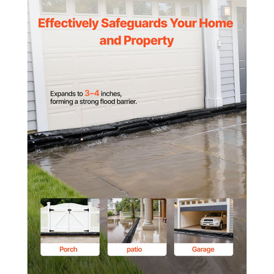 Φράγμα Πλημμύρας VEVOR, 8 τεμάχια, Σακούλες Πλημμύρας 480 x 435 mm που Ενεργοποιούνται από το Νερό, Επαναχρησιμοποιήσιμο Φράγμα Απορροφητικό Νερού, Σακούλες Άμμου χωρίς Άμμο για Απόφραξη, Σακούλες Πρόληψης Πλημμύρας για Σπίτι, Πόρτα, Υπόγειο, Γκαράζ
