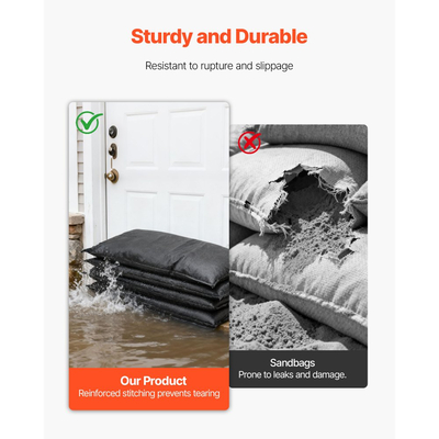 Φράγμα Πλημμύρας VEVOR, Συσκευασία των 10, Σακούλες Πλημμύρας 430 x 830 mm με Κουβά, Επαναχρησιμοποιήσιμο Φράγμα Απορροφητικό Νερού που Ενεργοποιείται από το Νερό, Σακούλες Άμμου χωρίς Άμμο για Απόφραξη, Σακούλες Πρόληψης Πλημμύρας για Πόρτα, Υπόγειο, Γκα