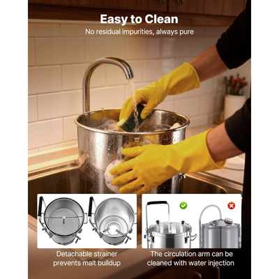 Ηλεκτρικό σύστημα ζυθοποίησης VEVOR, δοχείο ζυθοποίησης 16 γαλονιών/60 λίτρων, οικιακή ζυθοποιία μπύρας 3000W με δυνατότητα "όλα σε ένα" και μνήμη συνταγών, αυτόματη/χειροκίνητη λειτουργία, συσκευή βρασμού με πίνακα ελέγχου, θερμοκρασία 25-100℃ και χρονοδιακόπτη 1-180 λεπτών.