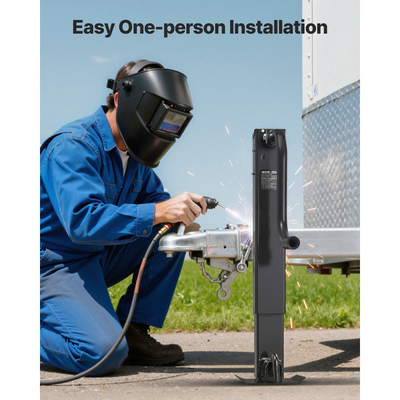 Βαρύς γρύλος ρυμούλκησης VEVOR, χωρητικότητα φορτίου 5443 kg, τετράγωνος γρύλος ρυμούλκησης με πλευρικό άνεμο και μανιβέλα, ρυθμιζόμενο πόδι πτώσης, διαδρομή 674 mm για ανύψωση τροχόσπιτων, οχημάτων γενικής χρήσης και ρυμουλκούμενων σκαφών αναψυχής