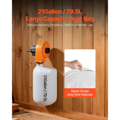 Συλλέκτης σκόνης VEVOR, Επιτοίχιος συλλέκτης σκόνης 1 HP, Συλλέκτες σκόνης ξυλουργικής 560 CFM με σακούλα συλλεκτών σκόνης 2,5 Micron, Συλλέκτης πριονιδιού για ξυλουργική/εργαστήριο, βιομηχανικά εργοστάσια