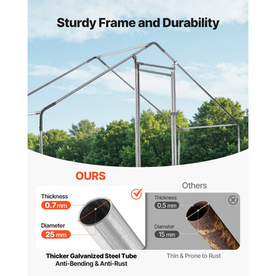 VEVOR Μεγάλο Μεταλλικό Κοτέτσι, 3 x 1 x 2 μ., Κοτόπουλο με Αδιάβροχο Κάλυμμα & Ανθεκτικό Πλαίσιο, Κλουβί Πουλερικών με Στέγη Spire, Στέγη για Πάπιες για Κουνέλια, Κότες, Χήνες, Εξωτερική Κήπο, Αγρόκτημα