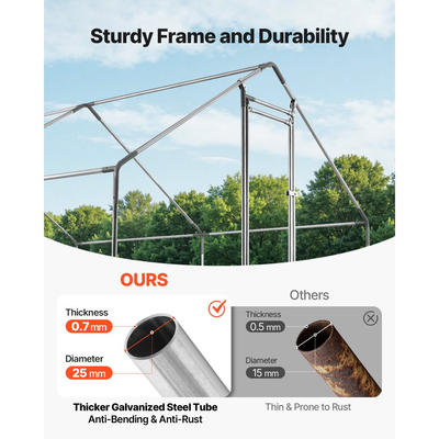 VEVOR Μεγάλο Μεταλλικό Κοτέτσι, 3 x 3 x 2 μ., Κοτόπουλο με Αδιάβροχο Κάλυμμα & Ανθεκτικό Πλαίσιο, Κλουβί Πουλερικών με Στέγη Spire, Στέγη για Πάπιες, Κουνέλια, Κότες, Χήνες, Εξωτερική Κήπο, Αγρόκτημα