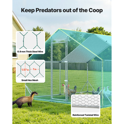 VEVOR Μεγάλο Μεταλλικό Κοτέτσι, 3 x 3 x 2 μ., Κοτόπουλο με Αδιάβροχο Κάλυμμα & Ανθεκτικό Πλαίσιο, Κλουβί Πουλερικών με Στέγη Spire, Στέγη για Πάπιες, Κουνέλια, Κότες, Χήνες, Εξωτερική Κήπο, Αγρόκτημα
