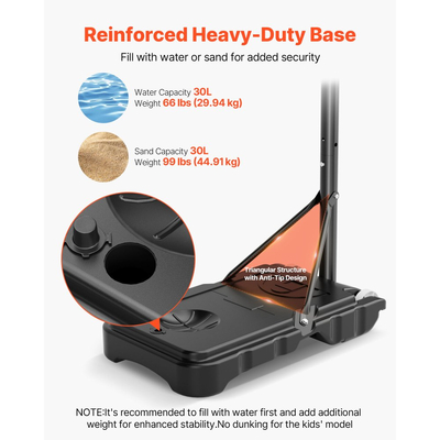 Φορητή βάση μπάσκετ VEVOR, μπασκέτα μπάσκετ με ρύθμιση ύψους 1,6 έως 2,1 μ. & τέρμα, ρυθμιζόμενη μπασκέτα μπάσκετ για παιδιά με νάιλον δίχτυ & ρόδες, φορητό σετ ταμπλό για βεράντες, δίπλα στην πισίνα