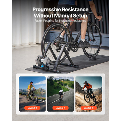 VEVOR Bike Trainer, Τροχοί 660,4-736,6 mm & 700C, Πτυσσόμενη βάση υγρού ποδηλάτου για άσκηση σε εσωτερικό χώρο με σουβλάκι γρήγορης απελευθέρωσης & μπλοκ ανύψωσης μπροστινού τροχού, Κατάλληλο για ποδήλατα δρόμου, Μαύρο