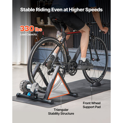 VEVOR Bike Trainer, Τροχοί 660,4-736,6 mm & 700C, Πτυσσόμενη βάση υγρού ποδηλάτου για άσκηση σε εσωτερικό χώρο με σουβλάκι γρήγορης απελευθέρωσης & μπλοκ ανύψωσης μπροστινού τροχού, Κατάλληλο για ποδήλατα δρόμου, Μαύρο