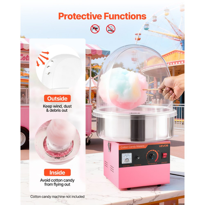 Κάλυμμα μηχανής μαλλί της γριάς VEVOR, διαφανής ακρυλική θολωτή ασπίδα φυσαλίδων, ασπίδα φυσαλίδων μηχανής μαλλί της γριάς συμβατή με μπολ μηχανών μαλλί της γριάς 381mm για πάρτι, καταστήματα, σχεδιασμός κάτω αυλάκωσης