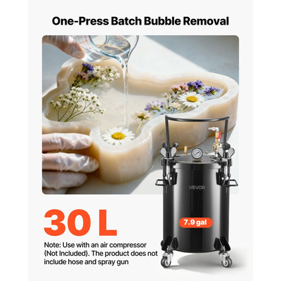 Δεξαμενή βαφής με δοχείο πίεσης VEVOR, Δεξαμενή βαφής βαρέως τύπου από χάλυβα 30 λίτρων, Δοχεία βαφής με πίεση ψεκασμού με τρεις συνδέσμους γρήγορης σύνδεσης για οικιακή χρήση, DIY, Δημιουργίες τέχνης, Δεξαμενές μεγάλης διαμέτρου