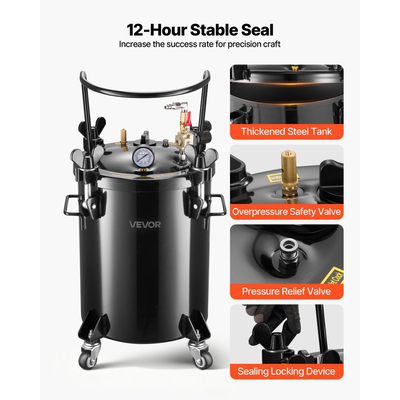 Δεξαμενή βαφής με δοχείο πίεσης VEVOR, Δεξαμενή βαφής βαρέως τύπου από χάλυβα 30 λίτρων, Δοχεία βαφής με πίεση ψεκασμού με τρεις συνδέσμους γρήγορης σύνδεσης για οικιακή χρήση, DIY, Δημιουργίες τέχνης, Δεξαμενές μεγάλης διαμέτρου