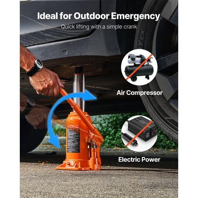 Υδραυλικός γρύλος μπουκαλιών VEVOR, χωρητικότητα φορτίου 20 τόνων (44092 λίβρες), εύρος ανύψωσης 225-435 mm, βαρέως τύπου συγκολλημένος γρύλος μπουκαλιών για αυτοκίνητα, SUV, φορτηγάκια, επισκευές αυτοκινήτων, ανελκυστήρες σπιτιού και γεωργικά μηχανήματα, πορτοκαλί