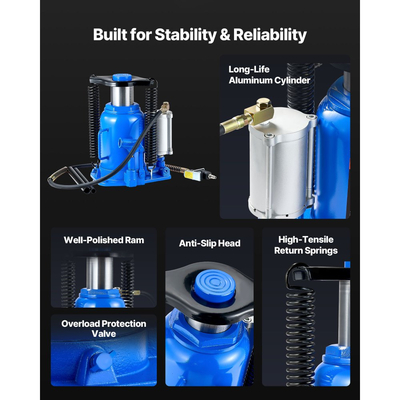Υδραυλικός γρύλος μπουκαλιών VEVOR Air, χωρητικότητας 32 τόνων (70546,9 λίβρες), εύρος ανύψωσης 255-415 mm, πνευματικός/χειροκίνητος γρύλος μπουκαλιών βαρέως τύπου με αντλία για SUV, Pickup, φορτηγό, τροχόσπιτο, αυτοκίνητο, επισκευή αυτοκινήτων, μπλε