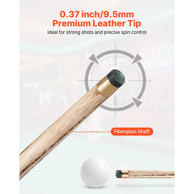 Στέκα Μπιλιάρδου VEVOR, Στέκα Σνούκερ με Αρθρωτή Ραβδί 1447,8 χιλ., Στέκες Σνούκερ με Ράβδο Επέκτασης & Δερμάτινη Μύτη 9,5 χιλ., Ραβδί Μπιλιάρδου 538 γρ. για Επαγγελματικό Τραπέζι Μπιλιάρδου, Μπαρ, Σπίτι, Γραφείο, Περιλαμβάνει Θήκη Αλουμινίου