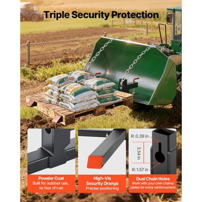 Πιρούνια παλετών VEVOR, πιρούνια παλετών με σφιγκτήρα 907 kg, πιρούνι τρακτέρ βαρέως τύπου συνολικού μήκους 109 cm με ρυθμιζόμενη ράβδο σταθεροποίησης για εξαρτήματα τρακτέρ, κάδο φορτωτή και σύστημα διεύθυνσης ολίσθησης, μαύρο