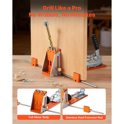 Κιτ Διάτρησης Θηλής VEVOR, Ρυθμιζόμενο Σύστημα Διάτρησης Θηλής με Θήκη Εργαλείων 12,7 έως 38,1 mm, Σφιγκτήρας C, Βηματικό Τρυπάνι, Εξαγωνικό Κλειδί, Δακτύλιος Στάσης Τρυπανιού, Τετράγωνη Μύτη Κίνησης, Ενισχυμένο Μεταλλικό Πλαίσιο, για Ξυλουργική