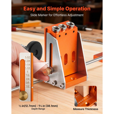 Κιτ Διάτρησης Θηλής VEVOR, Ρυθμιζόμενο Σύστημα Διάτρησης Θηλής με Θήκη Εργαλείων 12,7 έως 38,1 mm, Σφιγκτήρας C, Βηματικό Τρυπάνι, Εξαγωνικό Κλειδί, Δακτύλιος Στάσης Τρυπανιού, Τετράγωνη Μύτη Κίνησης, Ενισχυμένο Μεταλλικό Πλαίσιο, για Ξυλουργική