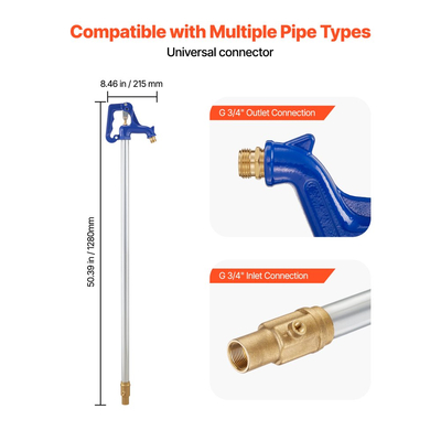 Κρουνός αυλής VEVOR με αντιπαγετική προστασία, εξωτερική βρύση 1280 mm με βάθος θάψιμο 609,6 mm, σύνδεση σωλήνα G 3/4" και σύνδεσμο εύκαμπτου σωλήνα, κρουνός χωρίς μόλυβδο χωρίς αντιπαγετική προστασία για άρδευση κήπου/αγροκτήματος