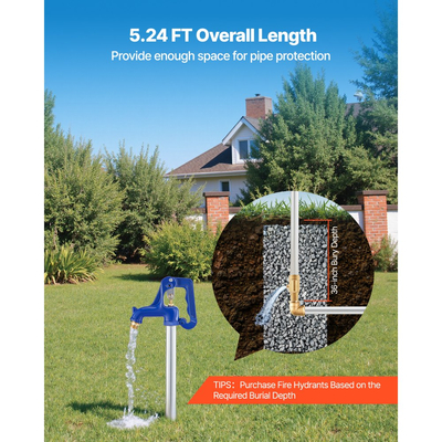 Κρουνός αυλής VEVOR με αντιπαγετική προστασία, εξωτερική βρύση 1595 mm με αντιπαγετικό βάθος 914,4 mm, σύνδεση σωλήνα G 3/4" και σύνδεσμος εύκαμπτου σωλήνα, κρουνός χωρίς μόλυβδο για άρδευση κήπου/αγροκτήματος