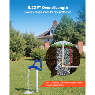 Κρουνός αυλής VEVOR με αντιπαγετική προστασία, εξωτερική βρύση 1895 mm με αντιπαγετικό βάθος 1219,2 mm, σύνδεση σωλήνα G 3/4" και σύνδεσμος εύκαμπτου σωλήνα, κρουνός χωρίς μόλυβδο χωρίς αντιπαγετική προστασία για άρδευση κήπου, αγροκτήματος