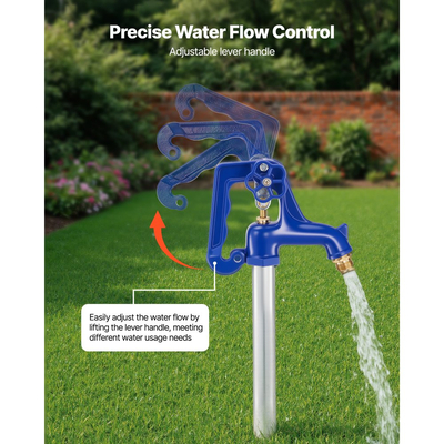 Κρουνός αυλής VEVOR με αντιπαγετική προστασία, εξωτερική βρύση 1595 mm με αντιπαγετικό βάθος 914,4 mm, σύνδεση σωλήνα G 3/4", λαβή με μοχλό + χειροτροχό, κρουνός χωρίς μόλυβδο χωρίς αντιπαγετική προστασία για άρδευση κήπου, αγροκτήματος