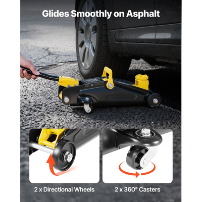 Γρύλος δαπέδου χαμηλού προφίλ VEVOR, χωρητικότητας 2 τόνων, ατσάλινος αγωνιστικός γρύλος δαπέδου με βάσεις, αντλία γρήγορης ανύψωσης μονού εμβόλου, υδραυλικός ανυψωτήρας καροτσιού για σπορ αυτοκίνητα και συμπαγή SUV, εύρος ανύψωσης 130-310 mm