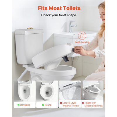 VEVOR Υπερυψωμένο κάθισμα τουαλέτας, χωρητικότητα 158,8 kg, ύψος ανύψωσης 127 mm, ανυψωμένο κάθισμα τουαλέτας με commode και διευρυμένο άνοιγμα για ηλικιωμένους, ηλικιωμένους, άτομα με αναπηρία, άτομα με αναπηρία, ενήλικες, ταιριάζει σε επιμήκη και στρογγυλή λεκάνη