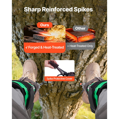 Σετ καρφιών αναρρίχησης δέντρων VEVOR, Ρυθμιζόμενος εξοπλισμός αναρρίχησης δέντρων με ιμάντες και προστατευτικά καρφιών, Χωρητικότητα φορτίου 159 kg, Βαρέως τύπου χαλύβδινα καρφιά αναρρίχησης, Εξοπλισμός δενδροκόμου για μάζεμα φρούτων και κυνήγι