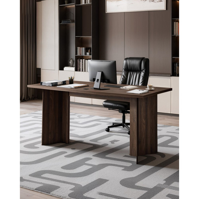 Γραφείο VEVOR 63 ιντσών, Μεγάλο Μοντέρνο Ορθογώνιο Τραπέζι Γραφείου, Βαρέως Τύπου Ξύλινο Τραπέζι Διευθυντών με Οπή Σύνδεσης Καλωδίου, Χωρητικότητα Φόρτισης 113 KG, Εύκολη Συναρμολόγηση, για Συγγραφή Εργασιών και Μελετών, Καρυδιά