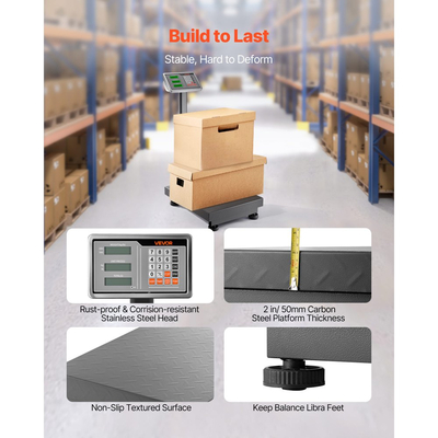 Ψηφιακή ζυγαριά πλατφόρμας VEVOR Computing, φορτίο 300 kg, υψηλή ακρίβεια 50 g, ηλεκτρονική ζυγαριά δαπέδου με LB/KG, απόβαρο, υπολογιστική τιμή, τροφοδοτικό AC/DC, κατάλληλο για αποσκευές, αποστολή, δέματα, έξοδα αποστολής