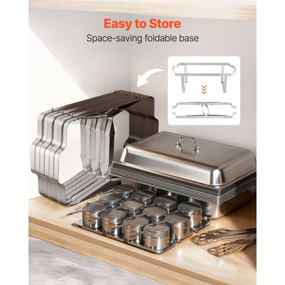 Ορθογώνια θήκη για ψήσιμο VEVOR, θήκη για ψήσιμο από ανοξείδωτο ατσάλι 9,91 λίτρων, πλήρες σετ θήκης για θερμαντήρα φαγητού με κοίλη λαβή, 3 λαβίδες φαγητού, καπάκι, θήκη καυσίμου, θήκες για ψήσιμο για πάρτι δεξιώσεων, γάμους