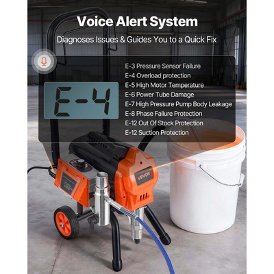 Ψεκαστήρας βαφής χωρίς αέρα VEVOR με βάση, 1500W, ψεκαστήρας υψηλής πίεσης χωρίς αέρα 3300PSI με καρότσι, βούρτσα καθαρισμού, σωλήνα, ράβδο επέκτασης, ακροφύσια, ηλεκτρική μηχανή βαφής ψεκασμού για μεγάλα διαμερίσματα, κτίρια