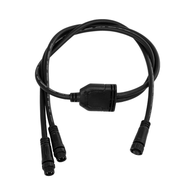 GLOBOSTAR® CONNECTOR 60954 2 Pin Καλώδιο/Επέκταση Τ 1 Μέτρου με Είσοδο 1 x Αρσενικό Βύσμα & Έξοδο 2 x Θηλυκά Βύσματα Αδιάβροχο IP68 - Μαύρο - Μ100 x Π2 x Υ2cm