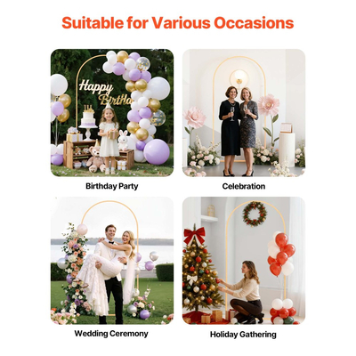 Βάση Αψίδας VEVOR, 2 x 1 μ., Σταθερή Δομή, Εύκολη Συναρμολόγηση, 1 τεμάχιο Χρυσή Μεταλλική Βάση Αψίδας για Γάμο, Πάρτι Γενεθλίων, Αποφοίτηση, Διακόσμηση Εορτών και Τελετών