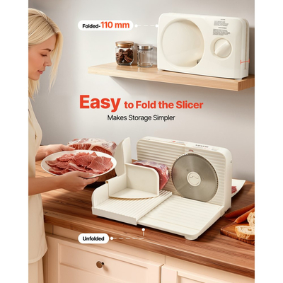 Κόφτης Κρέατος VEVOR, Ηλεκτρικός Κόφτης Deli 180W με Κοφτερή Λεπίδα 170 mm, Οικιακός Κόφτης Κρέατος με Ταχύτητα Κοπής 60-90 Σ.Α.Λ., Ρυθμιζόμενο Πάχος 0-15 mm, για Κατεψυγμένο Κρέας, Ζαμπόν, Μπαγκέτα & Prime Steak