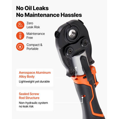 Κιτ ασύρματης πρέσας σωλήνων VEVOR, ηλεκτρικό εργαλείο πρέσας σωλήνων 18V για σωλήνες PEX και αλουμινίου-πλαστικού - με σιαγόνες πρέσας U16, U20, U25, U32, 2 μπαταρίες 2AH, γρήγορο φορτιστή και θήκη μεταφοράς