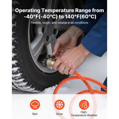 Σωλήνας αέρα VEVOR, Υβριδικός σωλήνας αέρα 6,35 x 76200 mm, Ελαφρύς, Ανθεκτικός στη στροφή, Πνευματικοί σωλήνες με υβριδικό υλικό τριών στρώσεων για αυτοκίνητο, σπίτι και κτίρια, 300 PSI, Ευελιξία σε όλες τις καιρικές συνθήκες, Πορτοκαλί