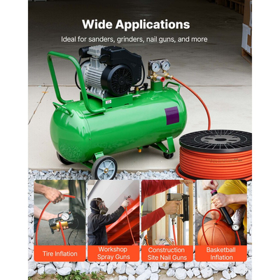 Σωλήνας αέρα VEVOR, Υβριδικός σωλήνας αέρα 6,35 x 76200 mm, Ελαφρύς, Ανθεκτικός στη στροφή, Πνευματικοί σωλήνες με υβριδικό υλικό τριών στρώσεων για αυτοκίνητο, σπίτι και κτίρια, 300 PSI, Ευελιξία σε όλες τις καιρικές συνθήκες, Πορτοκαλί