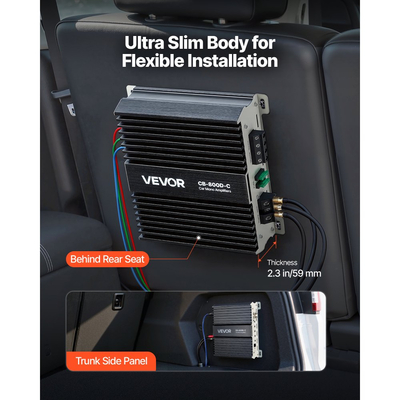 Ενισχυτής αυτοκινήτου VEVOR Monoblock, 800W RMS MAX, σταθερός 1/2/4 Ohm, ενισχυτής αυτοκινήτου κατηγορίας D 1 καναλιού με τηλεχειριστήριο ελέγχου στάθμης Subwoofer, φίλτρο χαμηλών συχνοτήτων, ενίσχυση μπάσων και μετατόπιση φάσης, ρυθμιστή έντασης ήχου