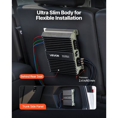 Ενισχυτής αυτοκινήτου VEVOR Monoblock, 400W RMS MAX, σταθερός 1/2/4 Ohm, ενισχυτής αυτοκινήτου κατηγορίας D 1 καναλιού με τηλεχειριστήριο ελέγχου στάθμης Subwoofer, φίλτρο χαμηλών συχνοτήτων, ενίσχυση μπάσων και μετατόπιση φάσης, ρυθμιστή έντασης ήχου